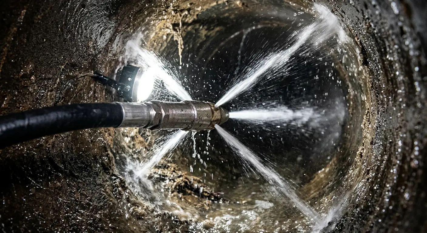 High-pressure hydro jetting nozzle cleaning sewer pipe for Storm Drain Cleaning in Gaffney